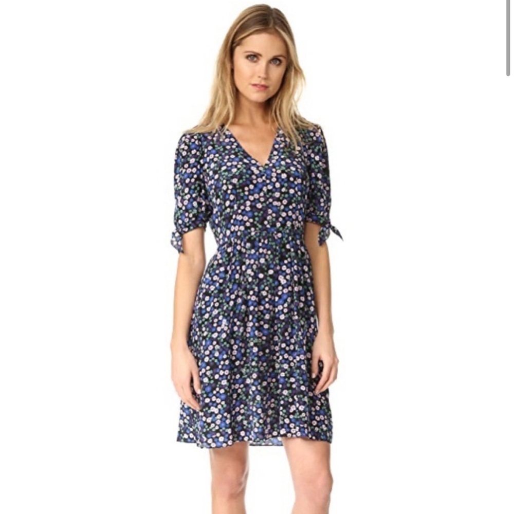 • Rebecca Taylor • Women’s Floral Long Sleeve Mini Dress
Black / Blue Silk 2